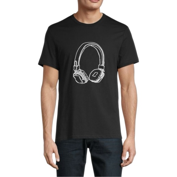 French Connection Other - French Connection Headphones Graphic Black Short Sleeve T-Shirt Mens Large